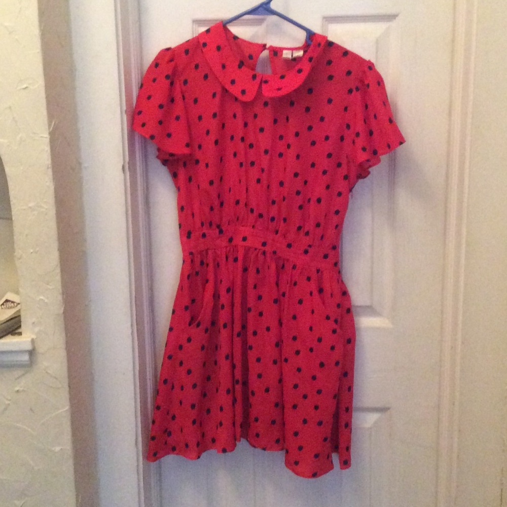 Cute red with black polka dot dress for the summer