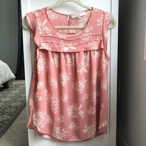 LOFT pink floral blouse