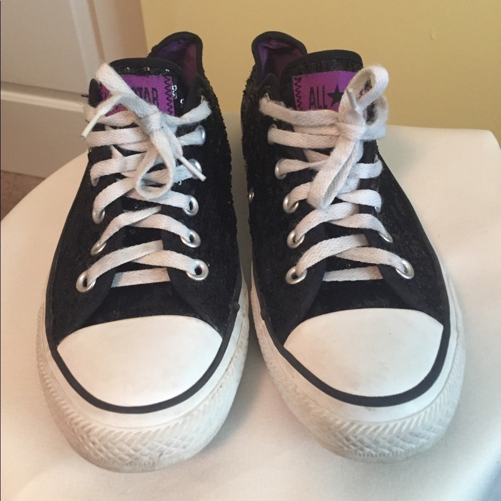 Black sequined converse chucks