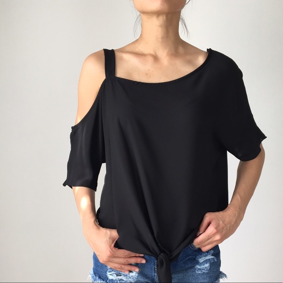 Ryker one shoulder side drape top blouse - Picture 2 of 4