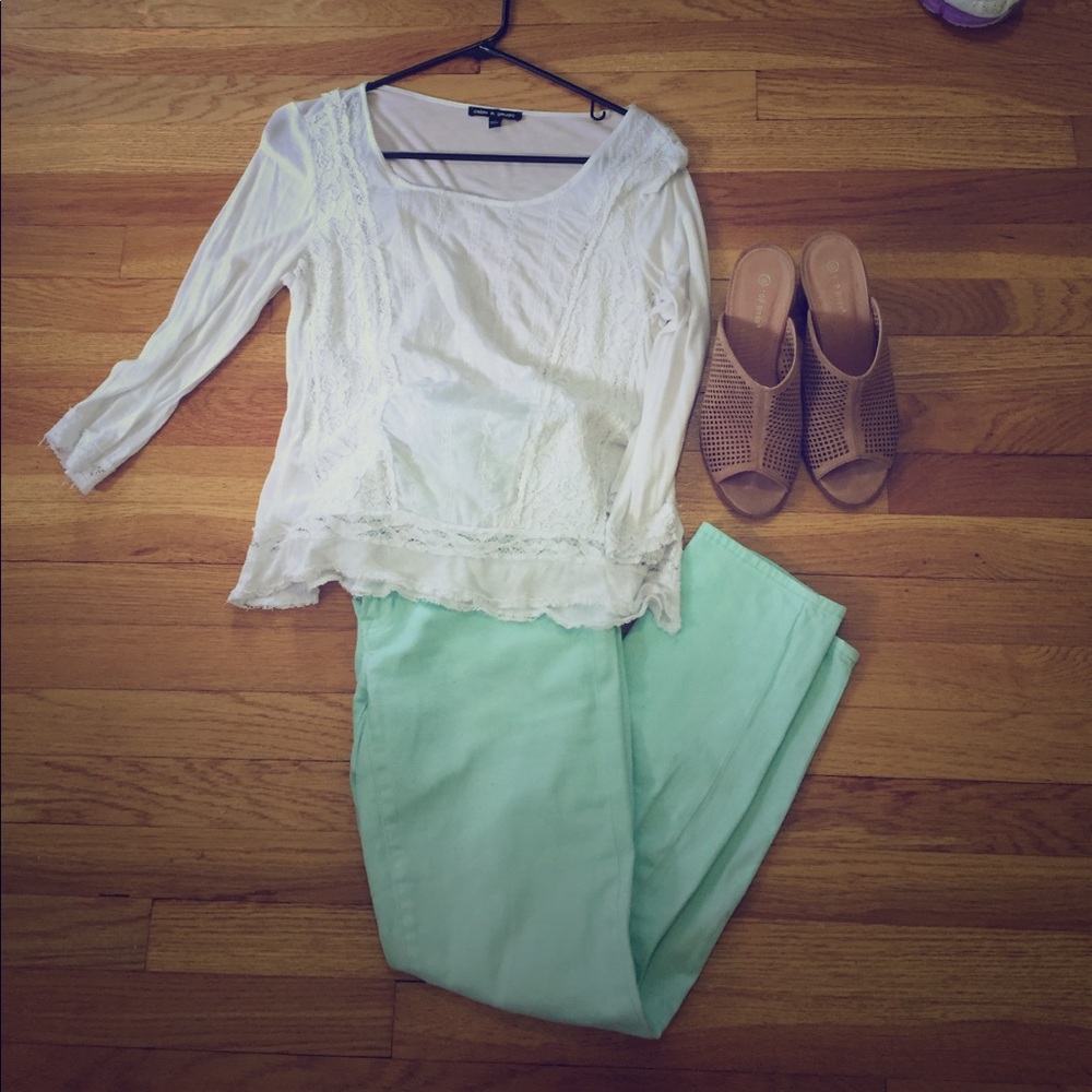 Mint Green J Crew Toothpick jeans