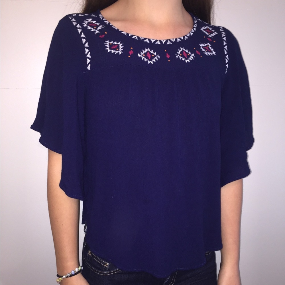 Blue flowy shirt