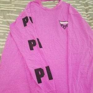 Pink- Campus open back tee long sleeve