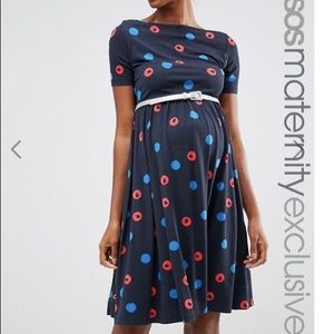 ASOS Maternity dress red blue size S (no belt)