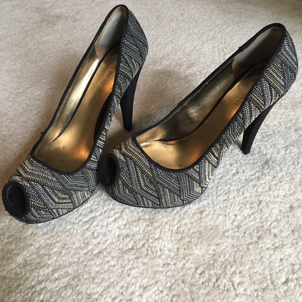 Nine West gold and silver platform heels!