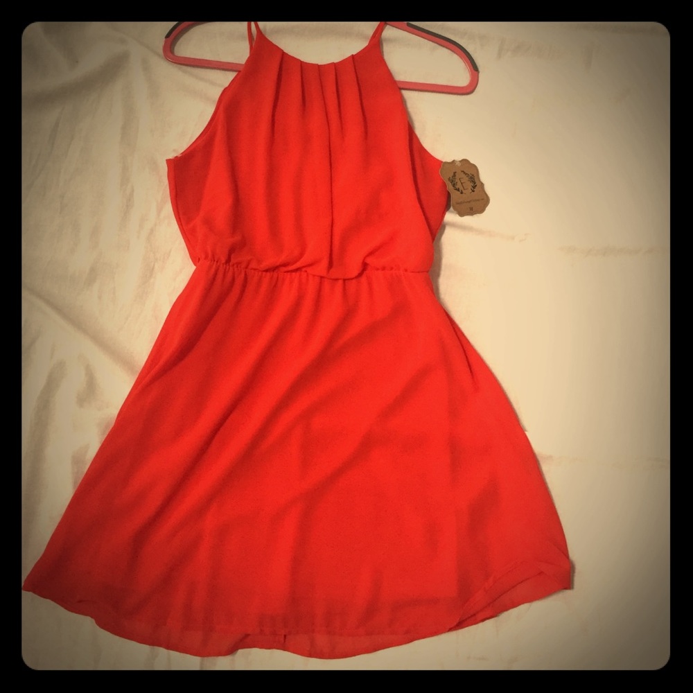 NWT burnt orange flowy mini dress!