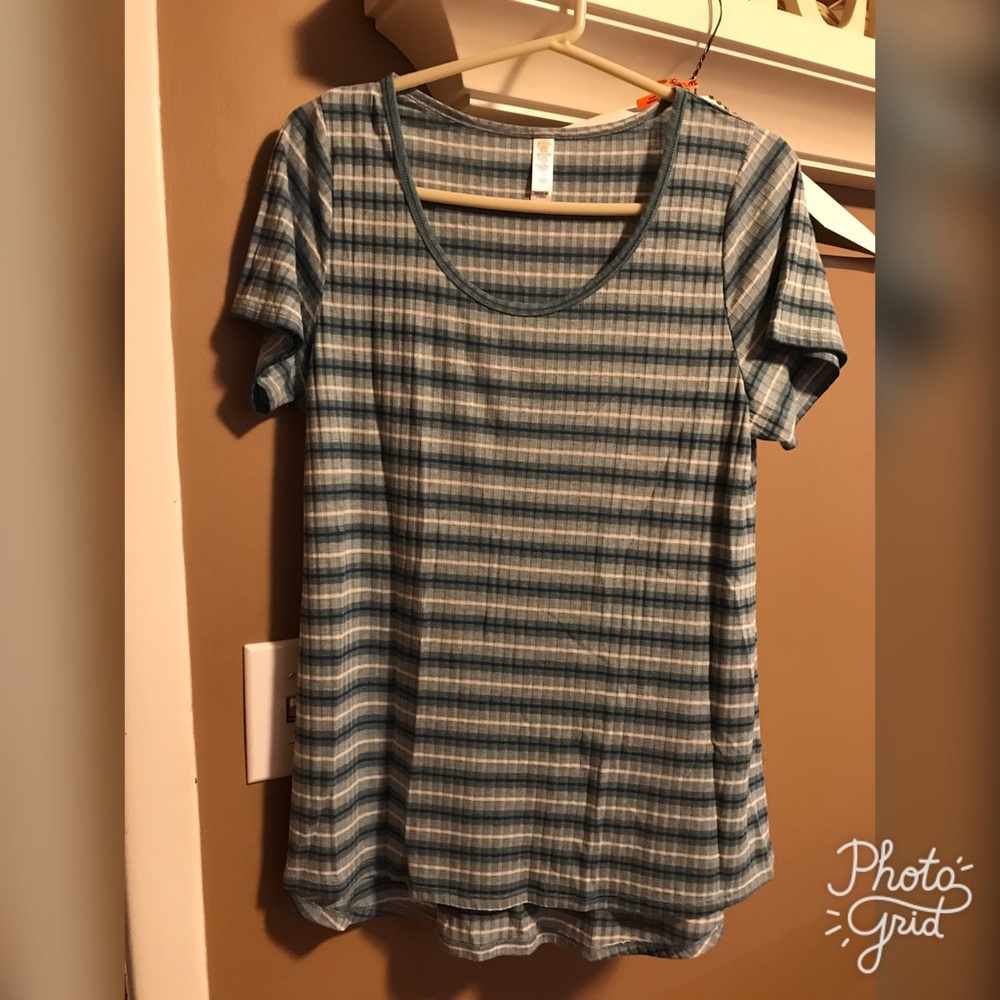 Lularoe Shades of Blue striped Classic T