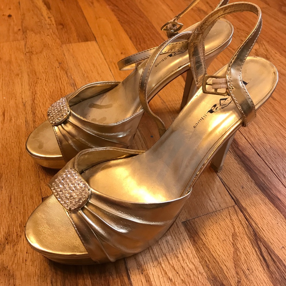 Gold high heels