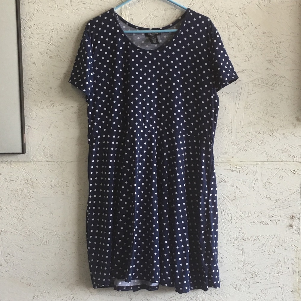 Navy and White Polka Dot Dress