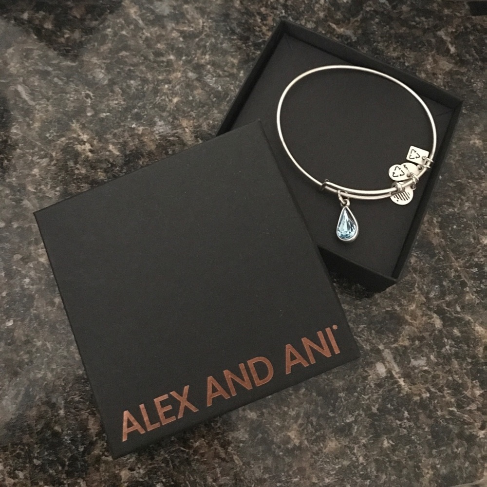 Alex & Ani Blue Teardrop Bracelet - Silver