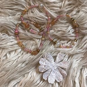 Dainty girly gold and pink handmade bracelets ✨✨☀️