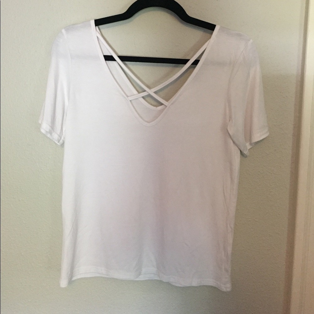 Missguided Cross Front T Shirt White