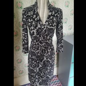 NWOT Nine West lace print 3/4 sleeve wrap dress
