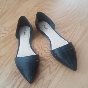 Qupid  Black Pointed Toe D'orsay Ballet Flats