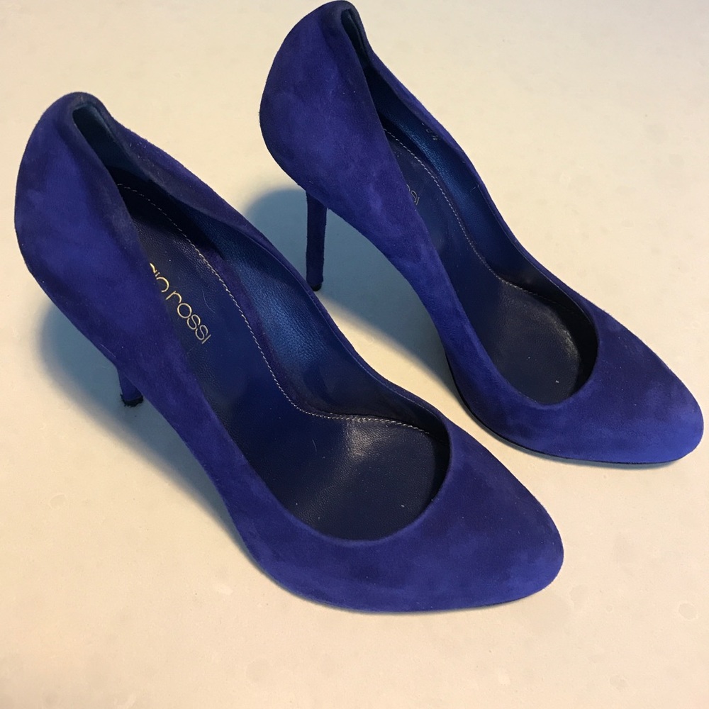 Sergio Rossi Cobolt Blue Suede Barbie Stiletto