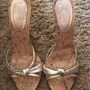 Cork/gold Aldo wedge sandal