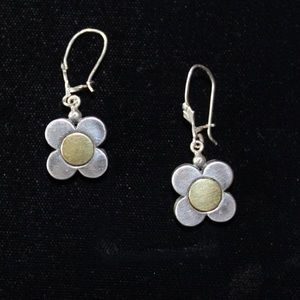 SILPADA Sterling Silver and Brass Flower Earrings