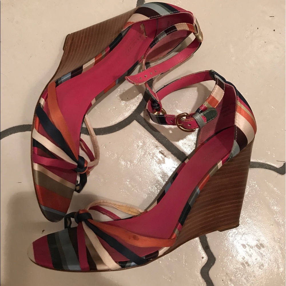 Coach Signature Satin Stripe Wedge Sandal