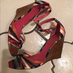 Coach Signature Satin Stripe Wedge Sandal