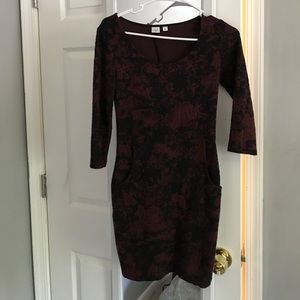 Burgundy and black dress