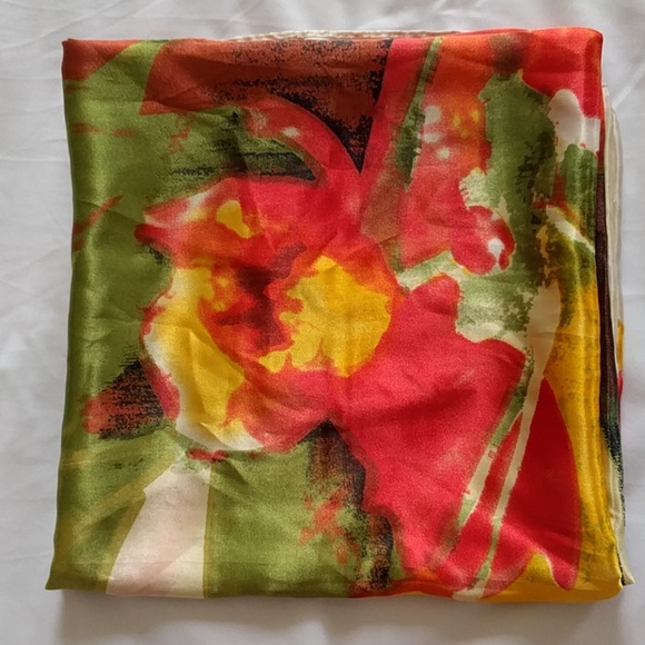 Floral Square Silk Scarf - Picture 1 of 2