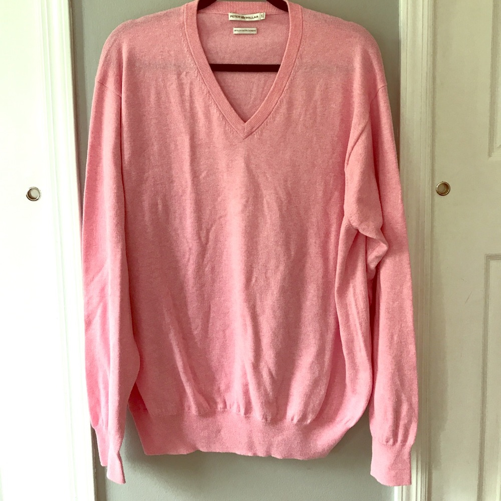 Pink/Salmon Part Cashmere Men's Sweater