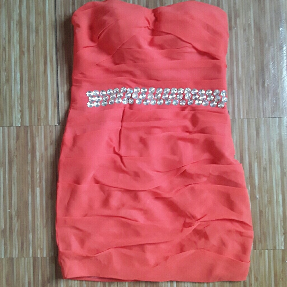 Red Orange Dress with skirt attachment