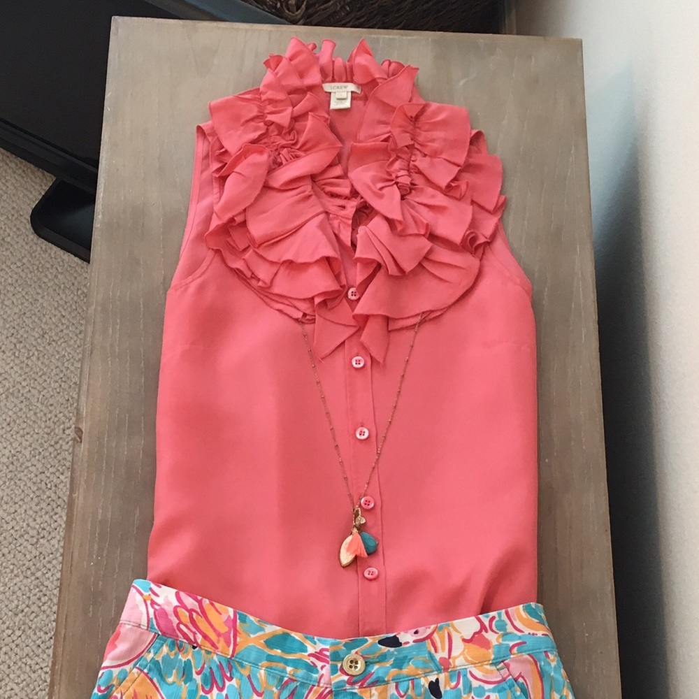 J. Crew coral ruffle top