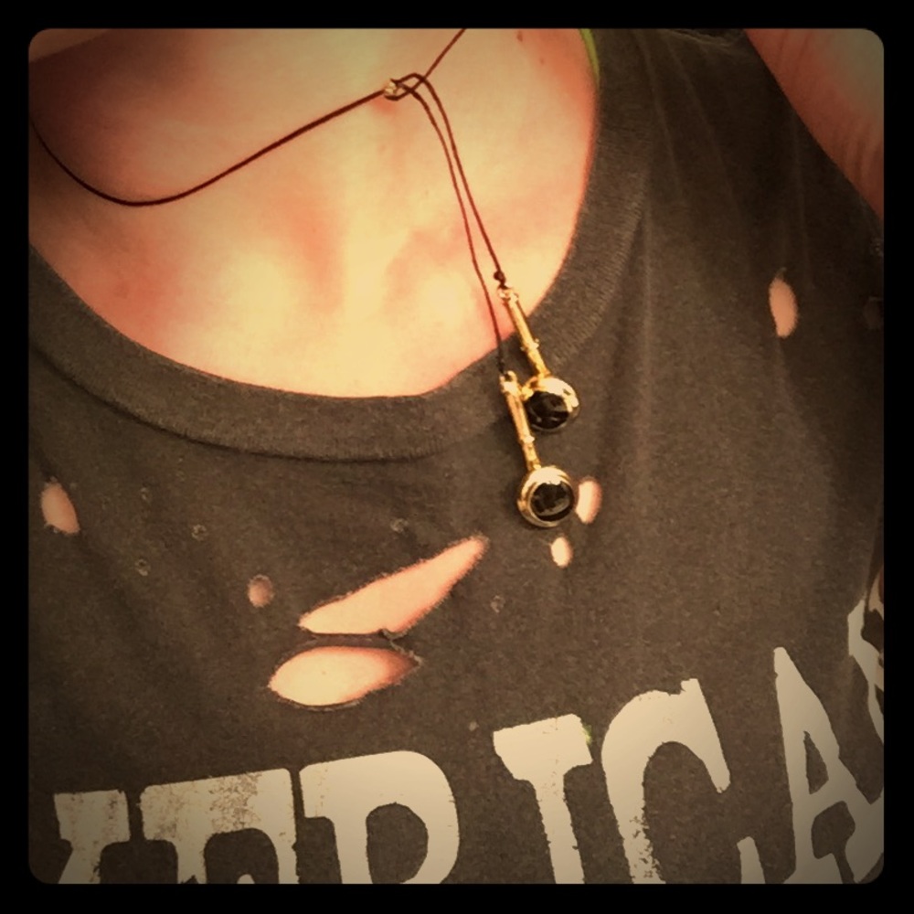 Unique Gold Headphone Necklace NWOT