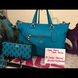Nwt Coach Primrose leather turquoise set
