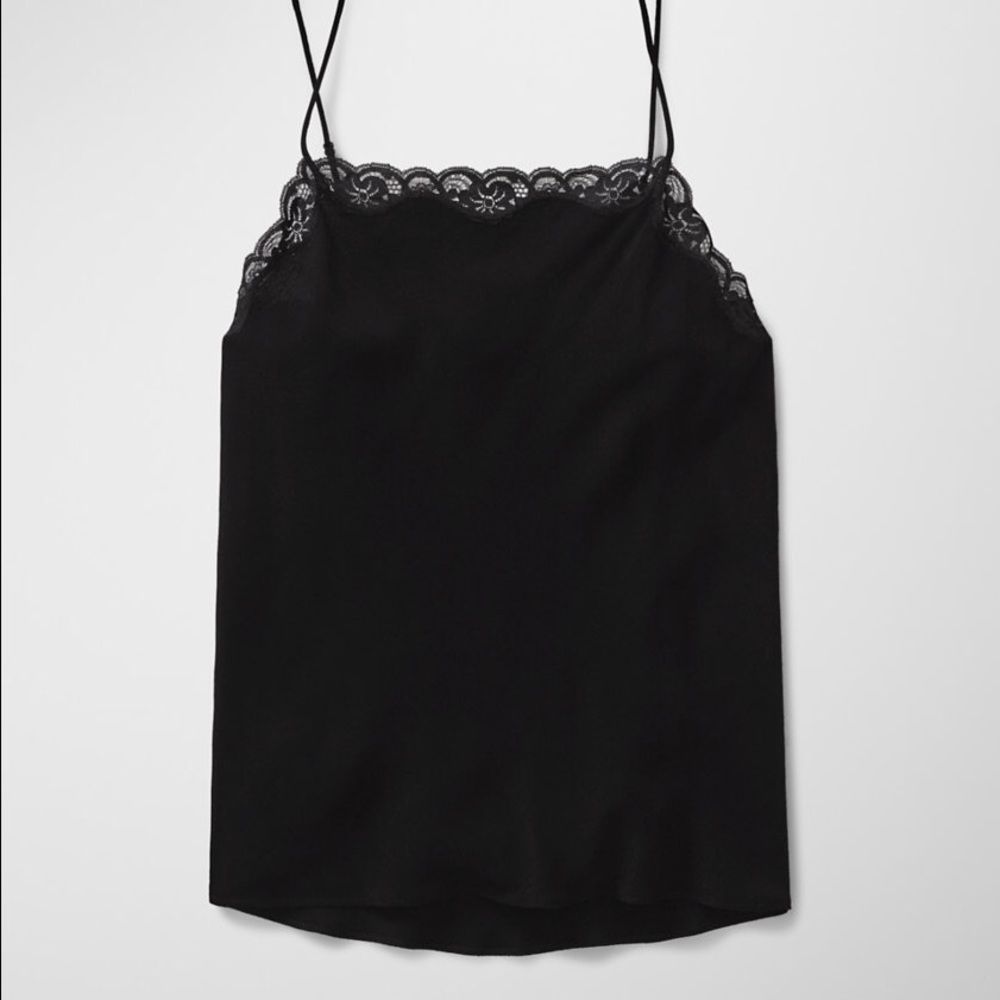Aritzia Wilfred Lace Trim Cami Black