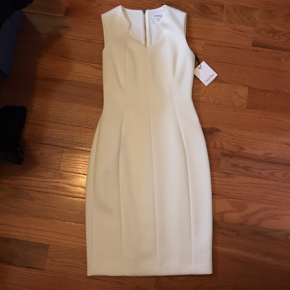 Calvin Klein white fitting midi dress