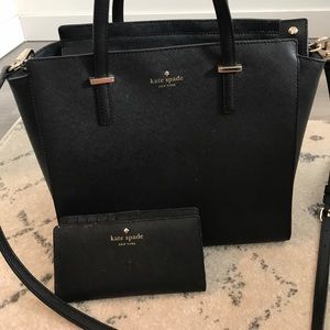 Kate spade black bag and wallet