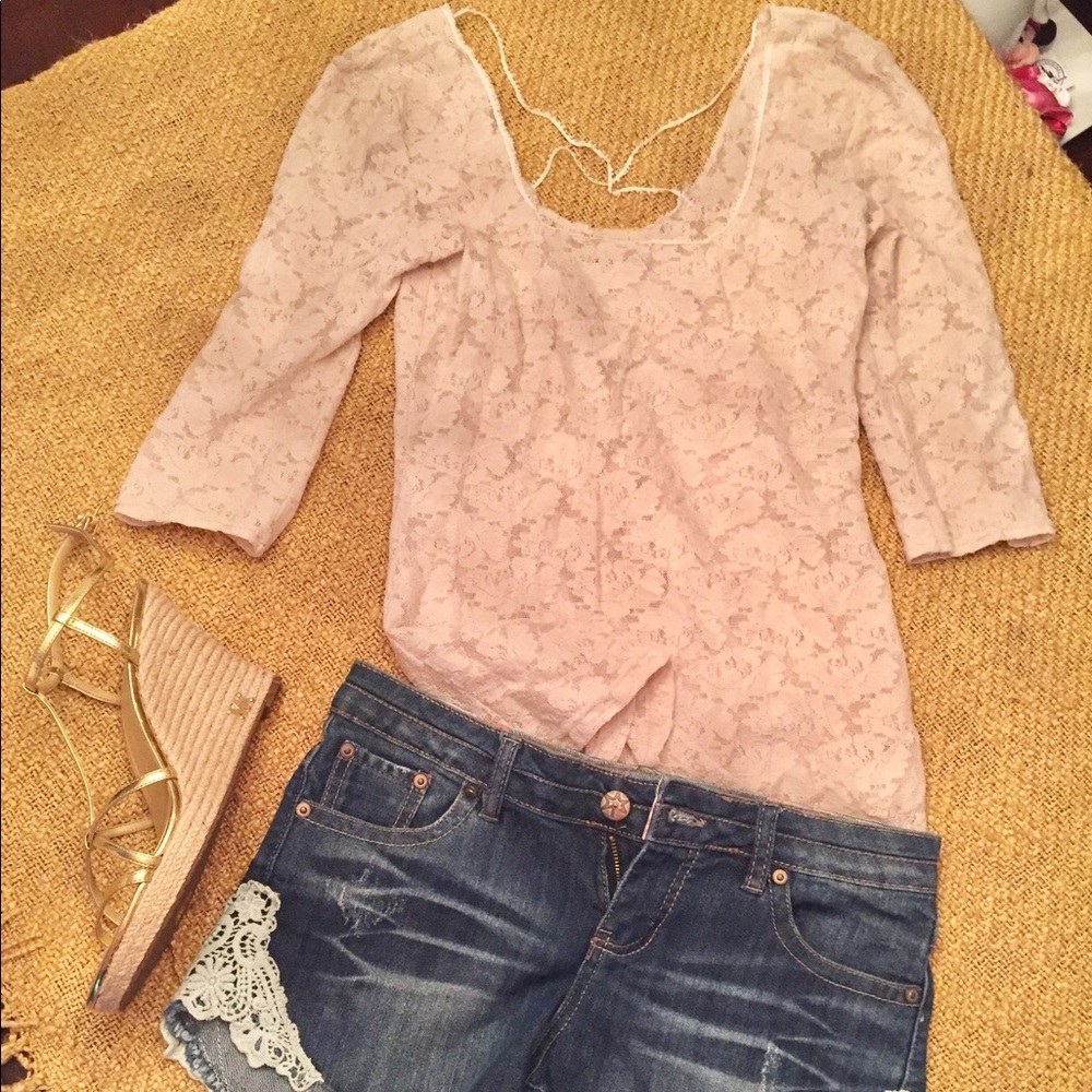 Lace Free People half sleeve blouse