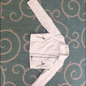 A vintage-looking White leather jacket.