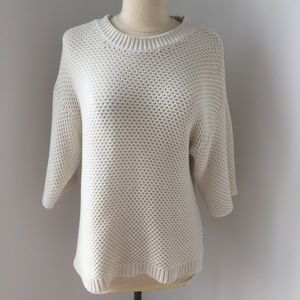 Short-sleeve open-stitch sweater