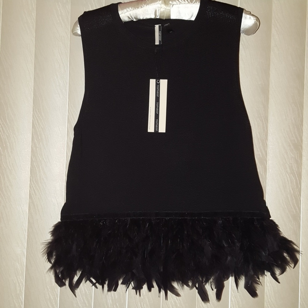 NWT Topshop knit tank with feathered bottom