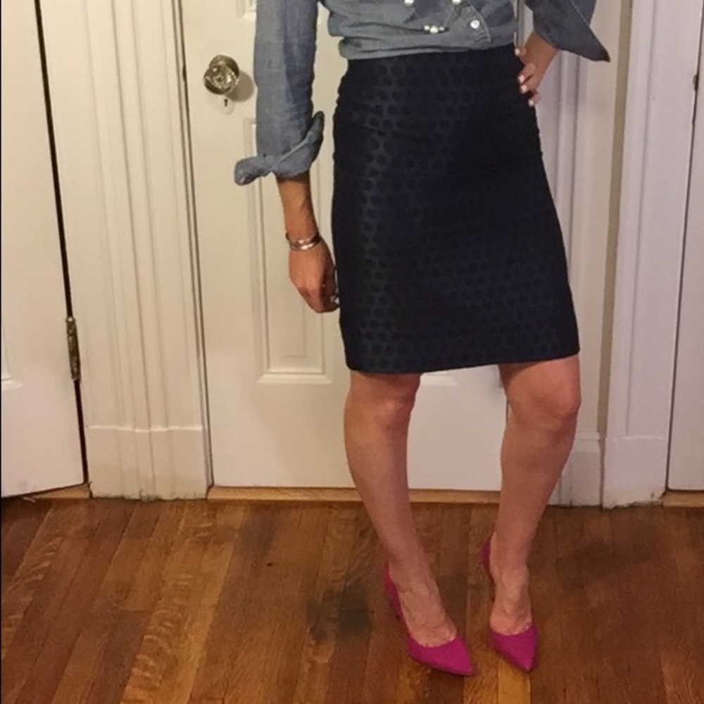 Navy on navy polka dot pencil skirt!