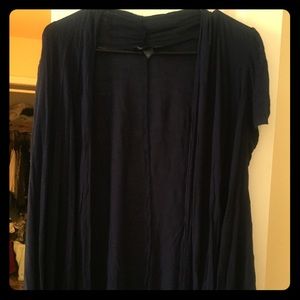 Navy Blue Short Sleeve Blouse