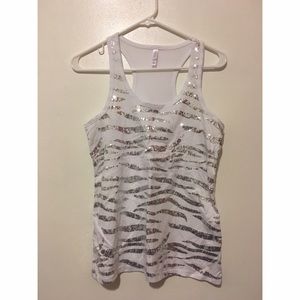 Sequined white racerback tank