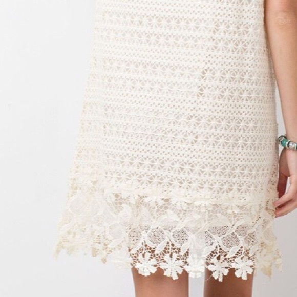 Off-white Lace/Crochet Lace-Up Dress - Picture 6 of 6