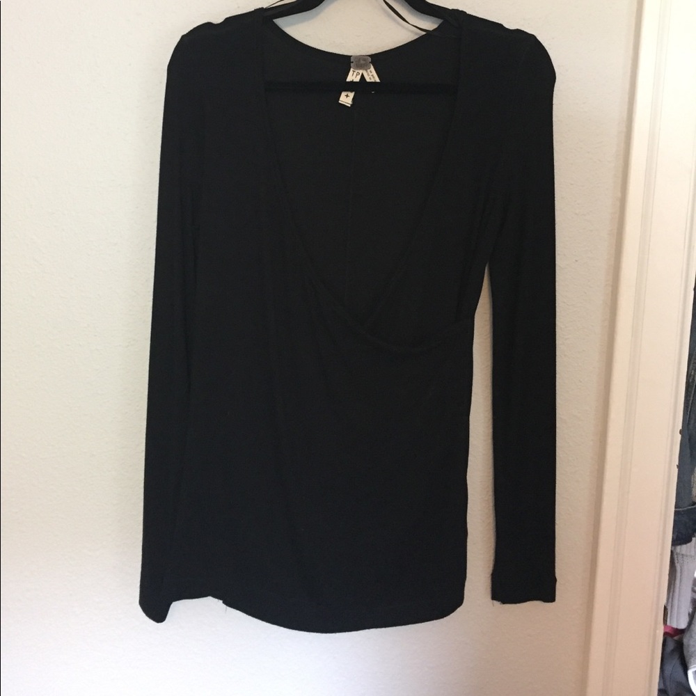 Free People Wrap Front Top Black