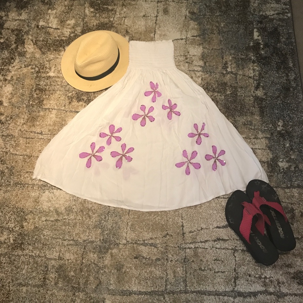 Purple plumeria beach dress