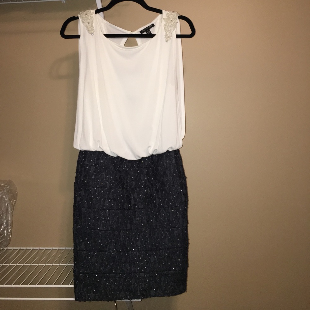 WHITE & GRAY COCKTAIL DRESS