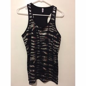 Sequined black racerback tank