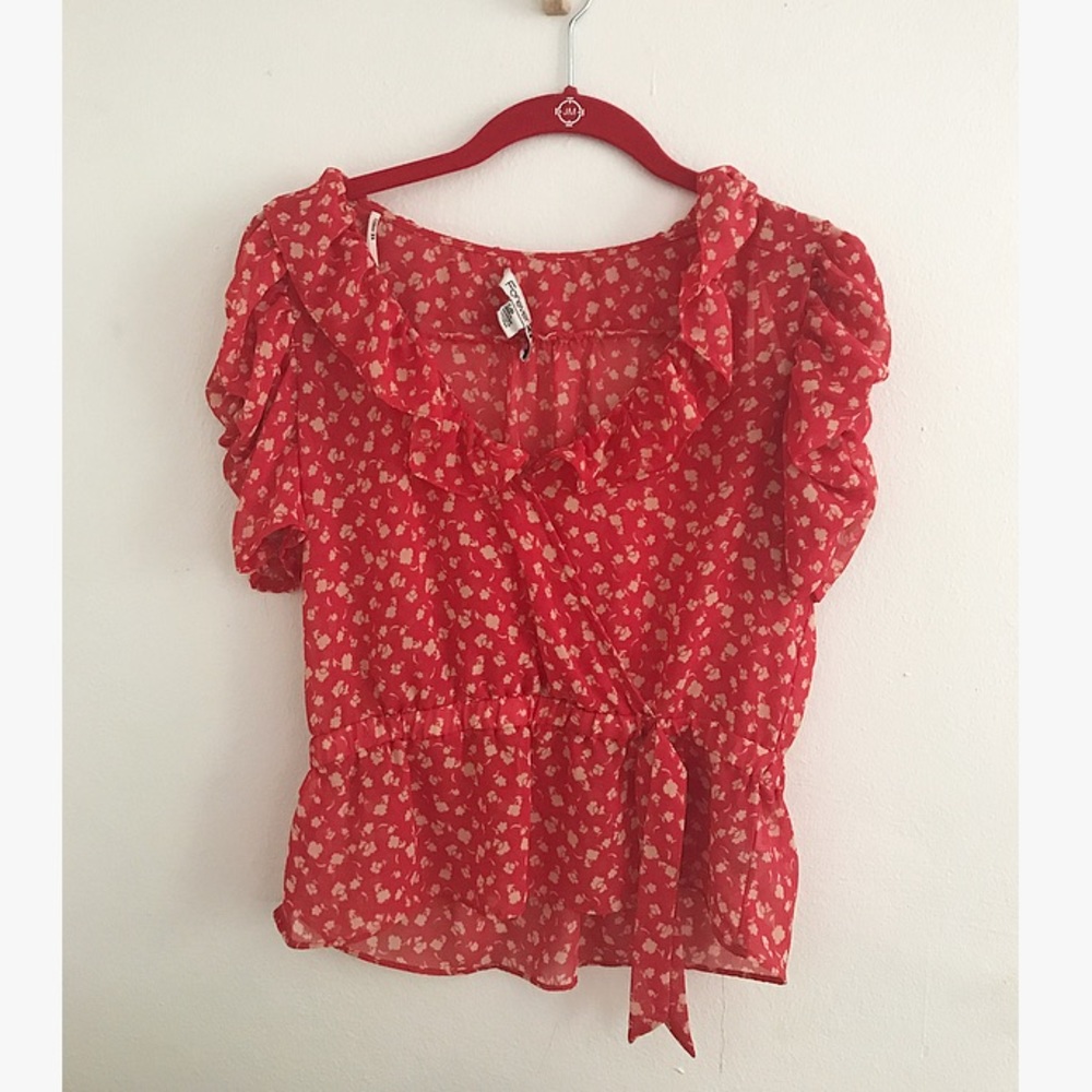 Coral Ruffly Forever 21 Blouse