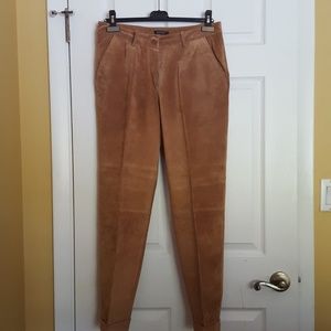 NWOT suede cognac cuffed pants