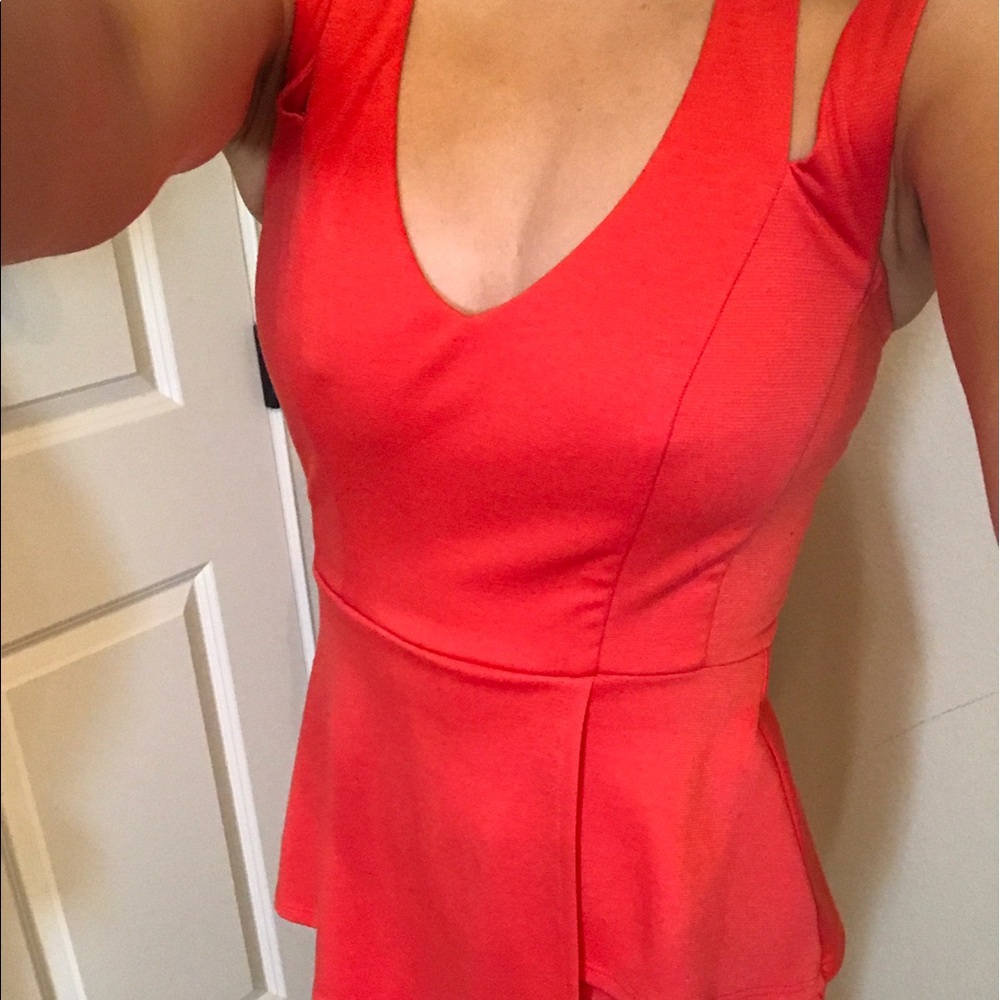 Bombshell peplum tangerine bodycon Lulu dress S