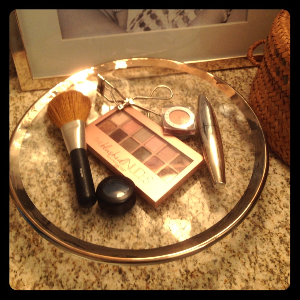 Glass and Silver Make Up Tray