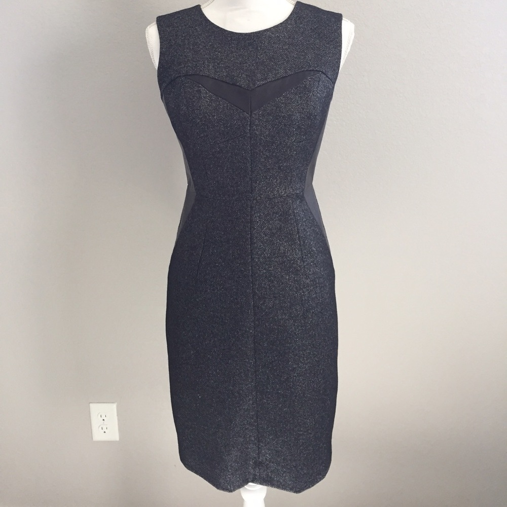 Milly New York Wool & Leather Sheath Dress